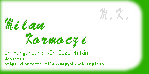 milan kormoczi business card