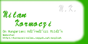 milan kormoczi business card